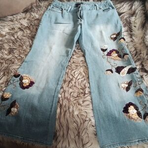 ALEXANDRA BARTLETT Vintage velvet detail jeans